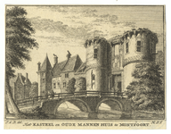 201596 Gezicht op de toegangsbrug en de voorpoort van het kasteel Montfoort te Montfoort, in gebruik als Oude Mannen Huis.